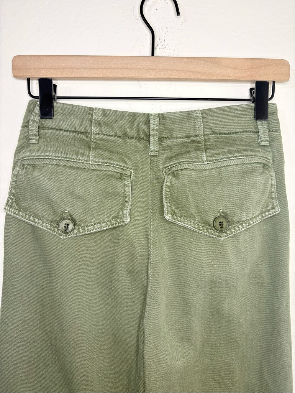 Free People Olive Green Wide Leg Cuffed Jeans cotton Pants size 26 - Picture 8 of 14